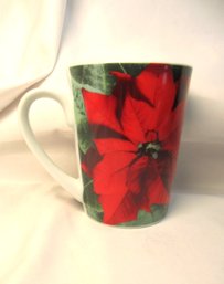 PPD Andrea Till Poinsettia Christmas Porcelain Mug – Red Floral Holiday Design