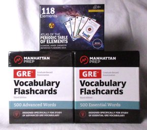 3 Educational Flashcard Sets: Manhattan Prep GRE Vocabulary & 118 Periodic Table Elements