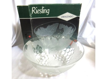 Crescendo France Riesling Frosted Crystal Fruit Salad Serving Bowl W/ Box