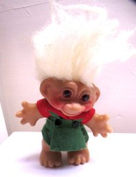 Vintage Thomas Dam Troll Doll Made In Denmark White Hair Original Felt Outfit