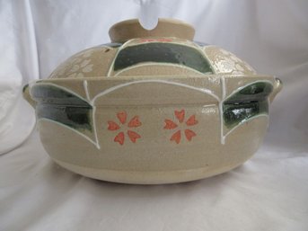 Japanese Donabe Clay Pot Banko Style Hand Painted Earthenware Cooking Pot