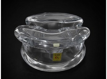 Vintage La Vida Poland Crystal Ice Votive Candle Holder 6.5' X 6'