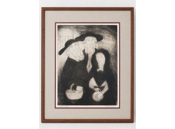 Xtian Newswanger 'Amish Folk At Market' Signed Artist Proof B Framed 27.75'