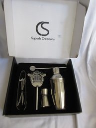 Superb Creations Stainless Steel Cocktail Shaker Bar Tool Set Boxed