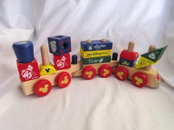 Disney Wooden Train Set Mickey Mouse Pluto Chip Dale Stacking Toy