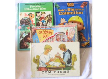 Lot Of 4 Hardcover Children's Books Bob The Builder Tom Thumb Wheels Bus M42