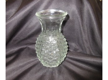 Vintage FTD 1985 Pressed Glass Pineapple Pattern Flower Vase 5.75' VGUC