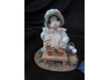 1996 Enesco My Blushing Bunnies 'Love Grows Whenever You Are Near' Rabbit Figurine