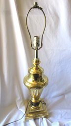 Vintage Solid Brass Urn Table Lamp Square Base 26.75' Unmarked No Shade