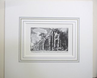Giovanni Battista Piranesi Roman Ruins Etching 'Avanzo Degli Archi Neroniani' Matted