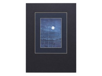 Jeane Duffey Moonrise Blue Large Matted Landscape Print 38' X 29' Unframed