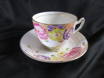 Rosina Bone China England Floral Teacup & Saucer Set Vintage