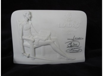 1985 Lladro Collectors Society Don Quixote Bisque Porcelain Plaque