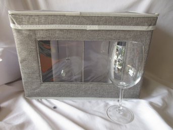 Set Of 10 Clear Wine Glasses W/ Fabric Storage Case 7.5' Stemware
