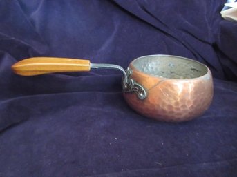 Stockli Netstal Swiss Copper Fondue Pot Hammered Wood Handle 13.5