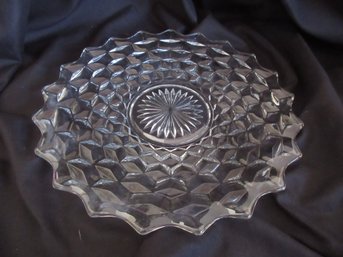 Fostoria American Crystal Cake Plate 12 Diamond Pattern Glass