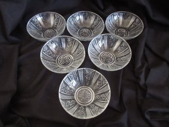 Indiana Glass Daisy Button Bowls Set 6 Clear Pressed Glass 4.75