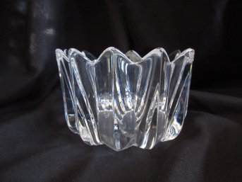 Orrefors Crystal Crown Bowl Sweden Clear Glass 4.75 Signed Label