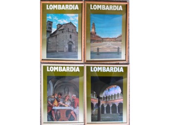 Lot Of 4 Light Wood Framed Lombardia Italy Travel Posters Palazzo Besta Teglio