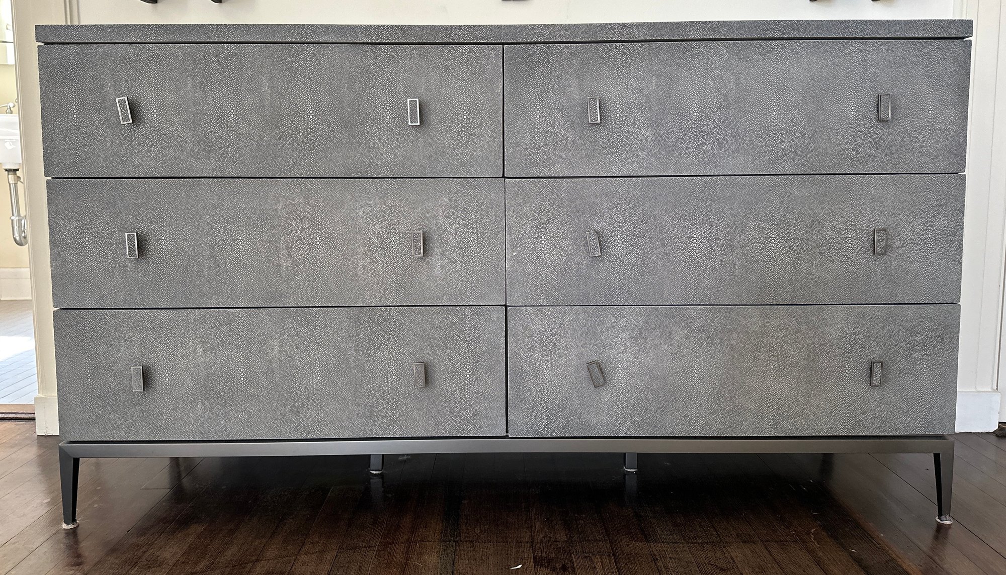 mitchell gold dresser Alton 6 Drawer Dresser-Polished Nickel and White Acrylic – The Furniture  Guild main image 1
