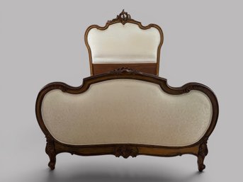 French Louis XV Style Ornately Carved And Gilt Wood Queen Bed