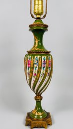 French Sevres Style Floral Painted Porcelain Table Lamp, C. 19th Century