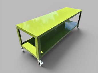 CB2 Go-Cart Olive Green Two Shelf Table Or Media Console