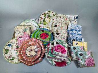 Collection Of Sealed Designer Napkins And Paper Plates