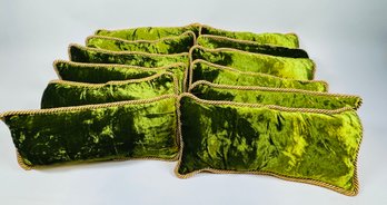 12 Green Velvet Rectangular Chair Pillows (12)