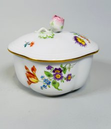 Meissen Porcelain Covered Sugar Bowl With Floral Pattern