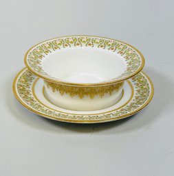 French CH Field Haviland Limoges Lipped Desert Bowl And Saucer