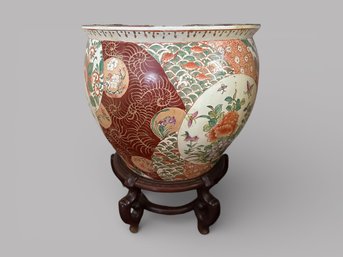 Chinese Famille Rose Urn On Stand