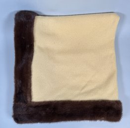 Rani Arabella (Italy) Butter Yellow Cashmere Throw With Mink Trim