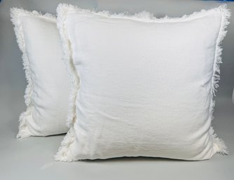 Pair Of Ralph Lauren Linen Pillow Shams In Ivory With Ralph Lauren Pillow Inserts (2)