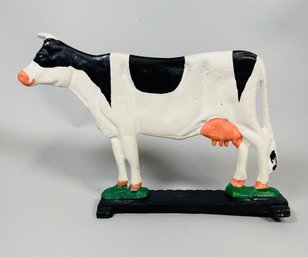 Cast Iron Painted Cow 2 Sided Doorstop