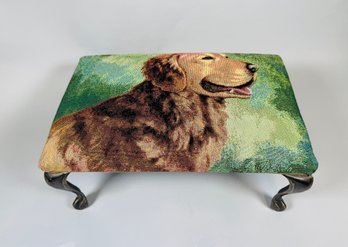 Golden Retriever Needlepoint Footstool