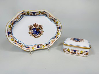 'Neoclassica Porcelanas' Limited Imperial Collection Dish And Square Covered Box