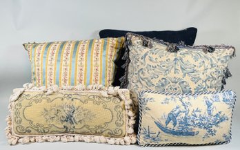 Collection Of Blue-Themed Throw Pillows Including Ralph Lauren