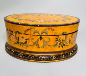 Hand Painted Wood Box With Sewing Kit Items