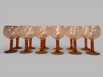 Amber Wine Glasses With Twisted Stems (12)