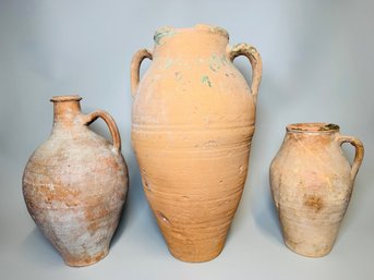 Three Mediterranean Style Terracotta Storage Vessels / Jugs, Modern