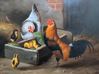 Ray Jacob (American, 1928 - 2010) Rooster, Hen And Chicks, 20th Century