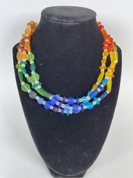 Sent Murano Rainbow Glass Beaded Necklace