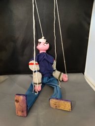 Chalkware And Wood Popeye Marionette Puppet