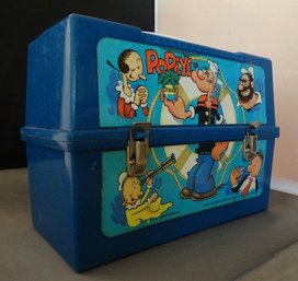 Vintage 1979 Blue Popeye Lunch Box With Thermos