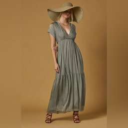 Sage Green Midi Or Maxi Dress From The Brand Scandal Italy. It Features A Surplice Wrap-style V-neckline Small