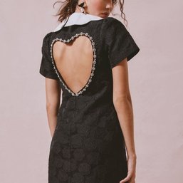 SISTER JANE CHERI ROSE JACQUARD DRESS CRYSTAL HEART BACK SIZE SMALL