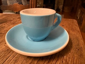 Set If 12 Blue Porcelain Espresso Cup And Saucer Set By Espresso Parts.