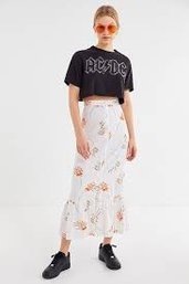 Urban Outfitters UO Selma Linen Ruffle Button-Through Maxi Skirt