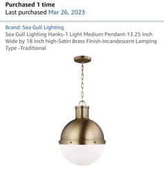 2 New In Box Visual Comfort Studio 6577101-848 Hanks Pendant, 1-Light 75 Watts, Satin Brass (New)